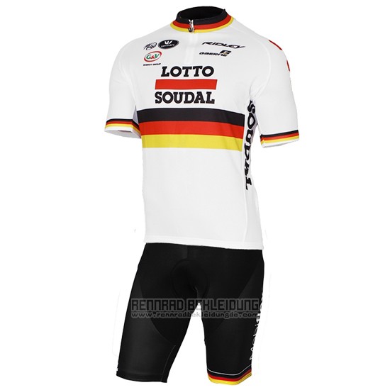 2017 Fahrradbekleidung Lotto Soudal Champion Deutschland Trikot Kurzarm und Tragerhose